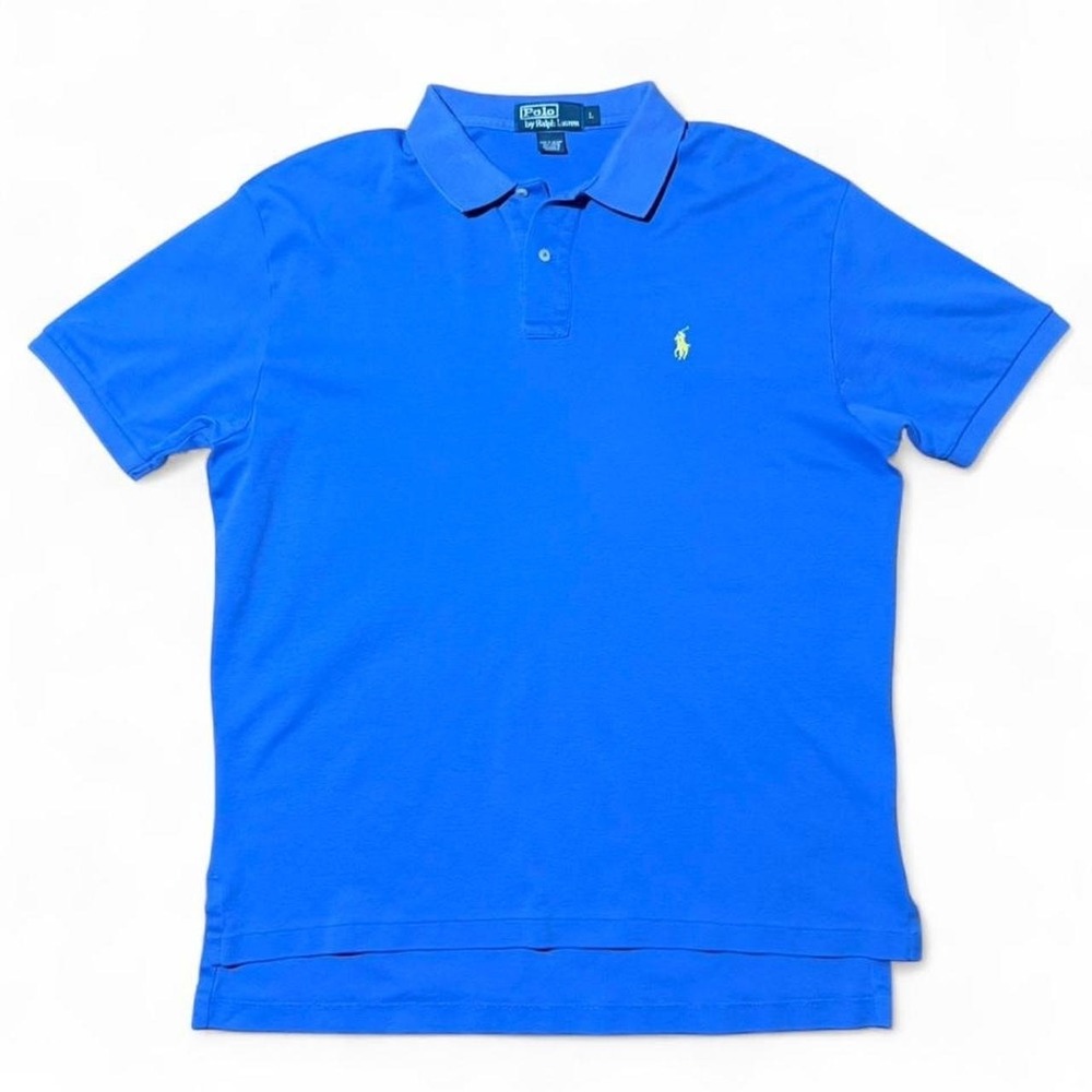 Vintage Y2K Ralph Lauren Royal Blue Pony Logo Casual Golf Button Up Polo Shirt